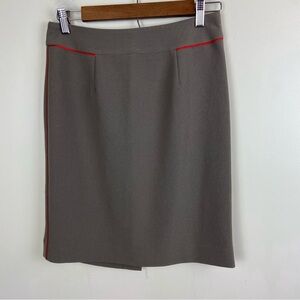 Banana Republic Dark Taupe Pencil Skirt w/ Red Detail NWT Size 2 Office Business